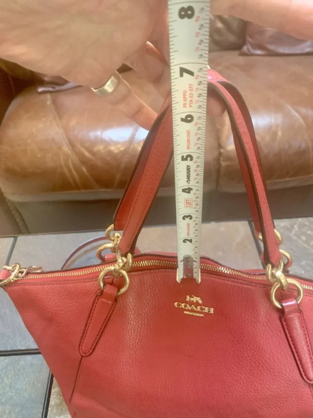 COACH Kelsey Pebbled Red Leather Satchel Crossbody Bag